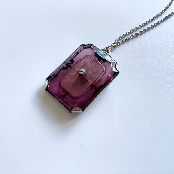 ❌SOLD!! DO NOT PURCHASE!! Art Deco Purple Camphor Glass Necklace. - Picture 6 of 10